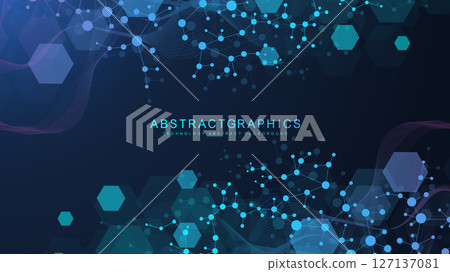 Modern health care abstract background with lines, dots and hexagons. Medical innovation banner template concept. Vector illustration. 127137081