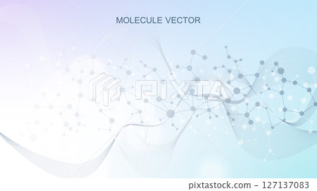 Structure molecule and communication. Dna, atom, neurons. Scientific concept for your design. Connected lines with dots. Medical, technology, chemistry, science background. Vector illustration. Structure molecule and communication. Dna, atom, neurons. Scientific concept for your design. Connected lines with dots. Medical, technology, chemistry, science background. Vector illustration. 127137083
