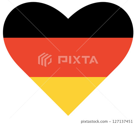 German flag in heart shape icon. Symbol of German patriotism. 127137451