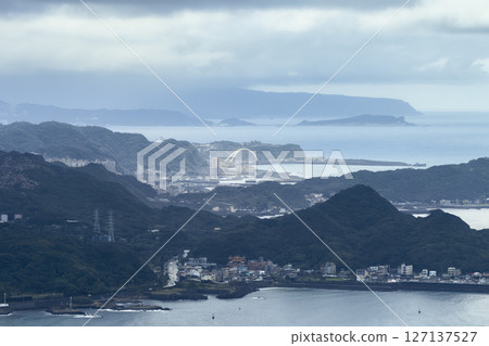 The sea and towns of northern Taiwan, with its ria coastline / New Taipei, Taiwan The sea and towns of northern Taiwan, with its ria coastline / New Taipei, Taiwan 127137527
