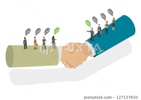3D Isometric Flat  Illustration of Businesss Collaborations, Strategic Partnership Approach 127137650