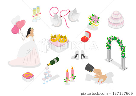 3D Isometric Flat Illustration of Elegance And Luxury, Royal Diadem 3D Isometric Flat Illustration of Elegance And Luxury, Royal Diadem 127137669