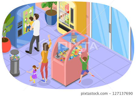 3D Isometric Flat  Illustration of Vending Machine, Food Selling Equipment 127137690
