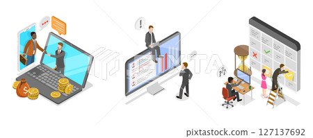 3D Isometric Flat  Illustration of Stakeholder Management, Partnership and Collaboration 127137692