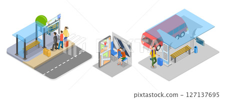 3D Isometric Flat Illustration of Smart City Transport, Sustainable Transportation 3D Isometric Flat Illustration of Smart City Transport, Sustainable Transportation 127137695