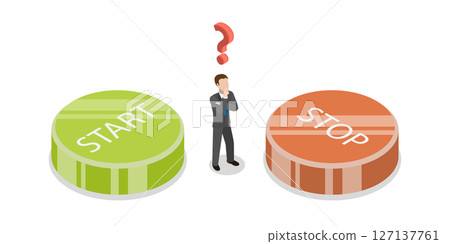 3D Isometric Flat  Illustration of Difficult Choice, Dilemma of Making Decision 127137761