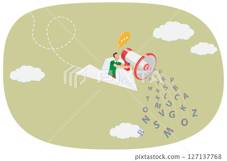3D Isometric Flat  Illustration of Promotion, PR Agency 127137768