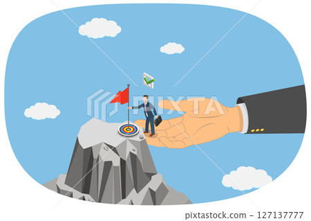 3D Isometric Flat  Illustration of Mentor Support, Guiding Employees To Achieve Company Goals And Success 127137777