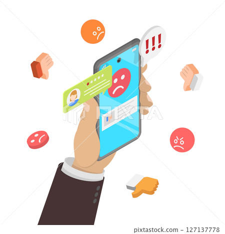 3D Isometric Flat Illustration of Negative Reviews, Low Ratings And Bad Reputation 3D Isometric Flat Illustration of Negative Reviews, Low Ratings And Bad Reputation 127137778