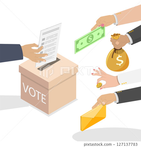 3D Isometric Flat Illustration of Corruption In Politics, Purchasing Votes In Election 3D Isometric Flat Illustration of Corruption In Politics, Purchasing Votes In Election 127137783
