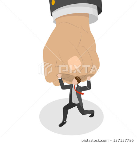 3D Isometric Flat  Illustration of Bullying Boss, Employee Suffering from Abuse 127137786