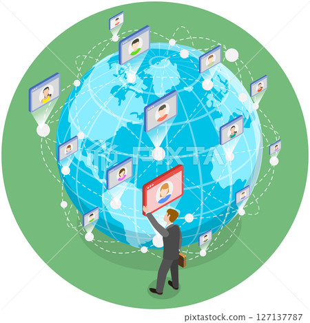 3D Isometric Flat Illustration of Work Networking, Building Connections For Business Success 3D Isometric Flat Illustration of Work Networking, Building Connections For Business Success 127137787