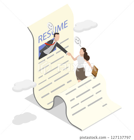 3D Isometric Flat  Illustration of Hiring, Human Resource Management 127137797