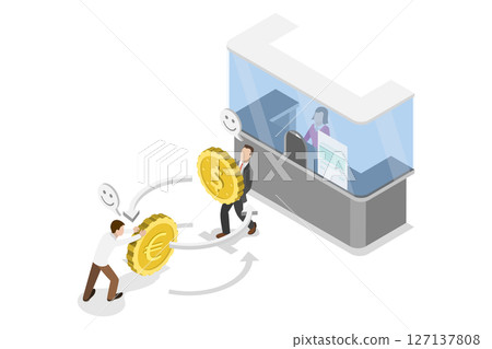 3D Isometric Flat  Illustration of Currency Exchange, Money Conversion 127137808