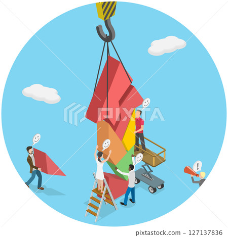 3D Isometric Flat Illustration of Teamwork and Cooperation, Solving Problems Through Collarboration, Support, And Partnership 3D Isometric Flat Illustration of Teamwork and Cooperation, Solving Problems Through Collarboration, Support, And Partnership 127137836