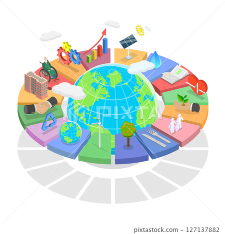 3D Isometric Flat  Illustration of Sustainable Development Goals, Global Target for Better Future 3D Isometric Flat  Illustration of Sustainable Development Goals, Global Target for Better Future 127137882