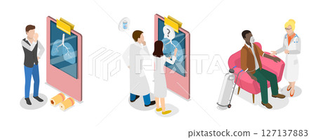 3D Isometric Flat Illustration of Pneumonia Disease, Tuberculosis, Lungs Healthcare 3D Isometric Flat Illustration of Pneumonia Disease, Tuberculosis, Lungs Healthcare 127137883
