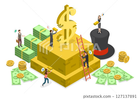 3D Isometric Flat Illustration of Capitalism Concept, Capital Accumulation 3D Isometric Flat Illustration of Capitalism Concept, Capital Accumulation 127137891
