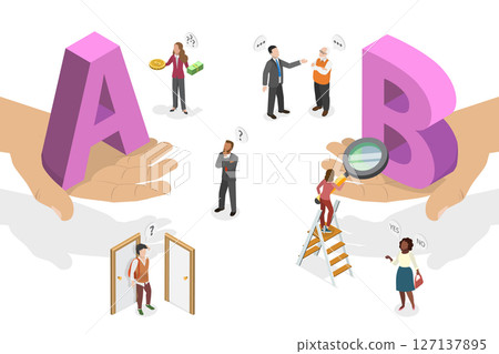 3D Isometric Flat  Illustration of Making Important Choice, Future Direction Concern 127137895