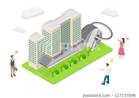 3D Isometric Flat  Illustration of Condominium, Real Estate, Private Residence 127137896
