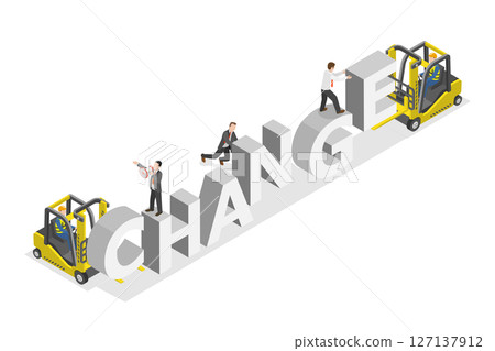 3D Isometric Flat  Illustration of Change Banner, Big Business Transition 127137912