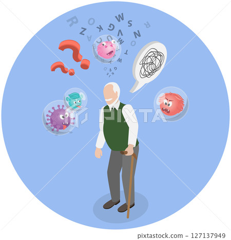 3D Isometric Flat  Illustration of Schizophrenia, Mental Disorder 127137949