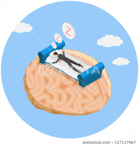 3D Isometric Flat Illustration of Tierd Human Brain, Snooze for Relax 3D Isometric Flat Illustration of Tierd Human Brain, Snooze for Relax 127137967