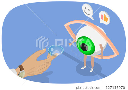 3D Isometric Flat Illustration of Contact Lenses , Ophthalmology 3D Isometric Flat Illustration of Contact Lenses , Ophthalmology 127137970