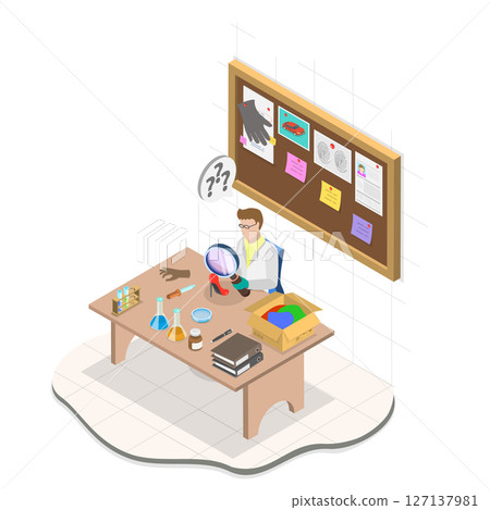 3D Isometric Flat  Illustration of Forensic Science, Criminology 3D Isometric Flat  Illustration of Forensic Science, Criminology 127137981