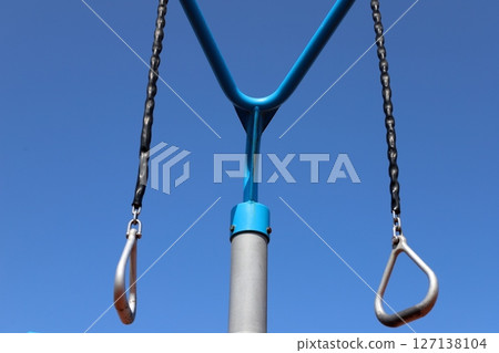 Sports equipment in a city park on the seashore in Israel. 127138104
