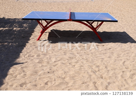 Sports equipment in a city park on the seashore in Israel. 127138139