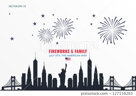 Fireworks and Family with Patriotic Message for July 4th 127138263
