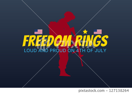 Freedom Rings with Soldier Silhouette and Patriotic Accents 127138264