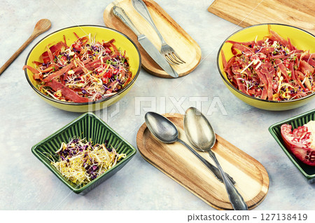 Diet vegan sprouts salad. Diet vegan sprouts salad. 127138419