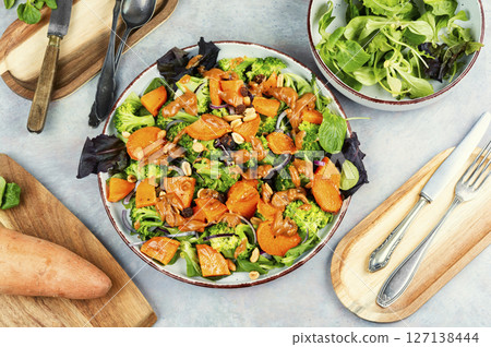 Healthy dinner party, salad. 127138444