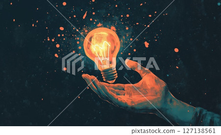 Hand Holding Light Bulb Hand Holding Light Bulb 127138561