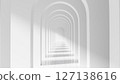 White arched corridor with repeating symmetry. 3d render 127138616