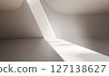 Sunlight beam inside minimalist white space flooring. 3d render 127138627