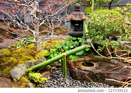 Shishiodomoshi (lion-threatening) in the garden of Kanchi-in and Kaede Senkan at To-ji Temple, Kyoto Prefecture, Kujo-cho, Minami-ku, Kyoto City, February 2022 127139122