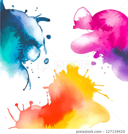 Energetic Abstract Paint Splash in Warm Colors. Expressive watercolor composition with dynamic movement in bright warm tones perfect for modern wall art or stationery. Energetic Abstract Paint Splash in Warm Colors. Expressive watercolor composition with dynamic movement in bright warm tones perfect for modern wall art or stationery. 127139420