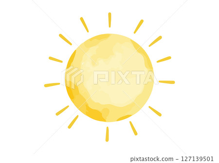 Sun watercolor vector illustration. 127139501