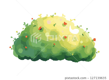 Green bush watercolor vector illustration. 127139635