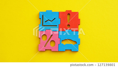 Puzzle about car loan or insurance. Financial planning. Puzzle about car loan or insurance. Financial planning. 127139801