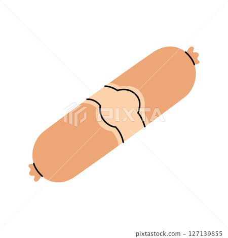 Doctor sausage. Semi-finished products. Vector illustration. 127139855