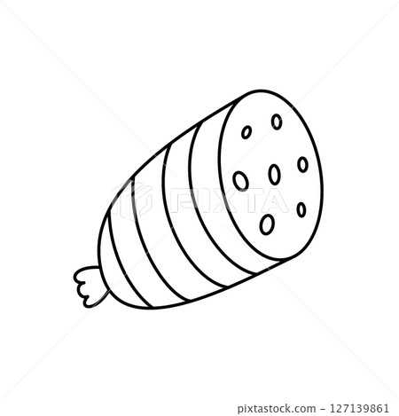 Sausage outline symbol. Fresh raw sausages. Vector illustration. 127139861