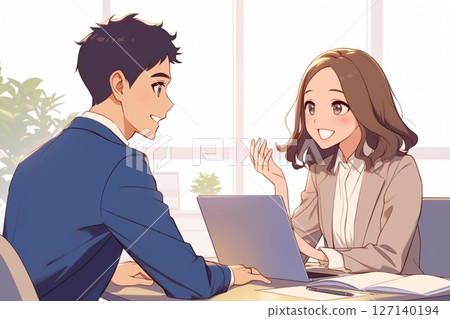 輔導_女經理與男下屬討論評估_圖3 127140194