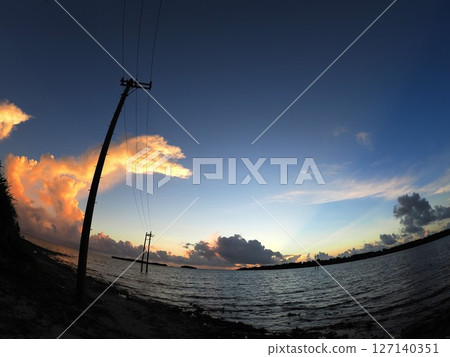 Electric pole in the sea 127140351