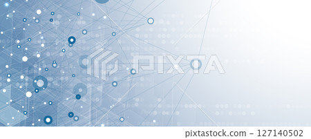 Technology and science banner or header. Connected neural network 127140502