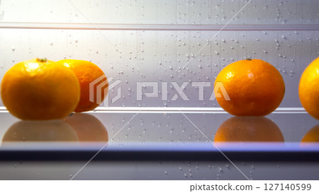 drip system for defrosting household refrigerator for food close-up. 127140599