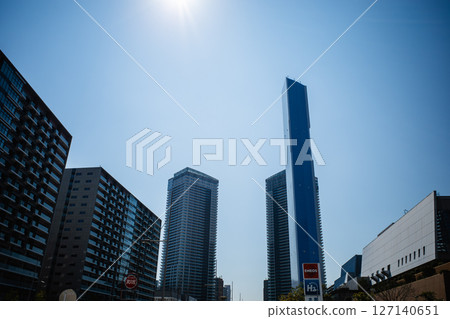 Modern skyscrapers under the blue sky Modern skyscrapers under the blue sky 127140651